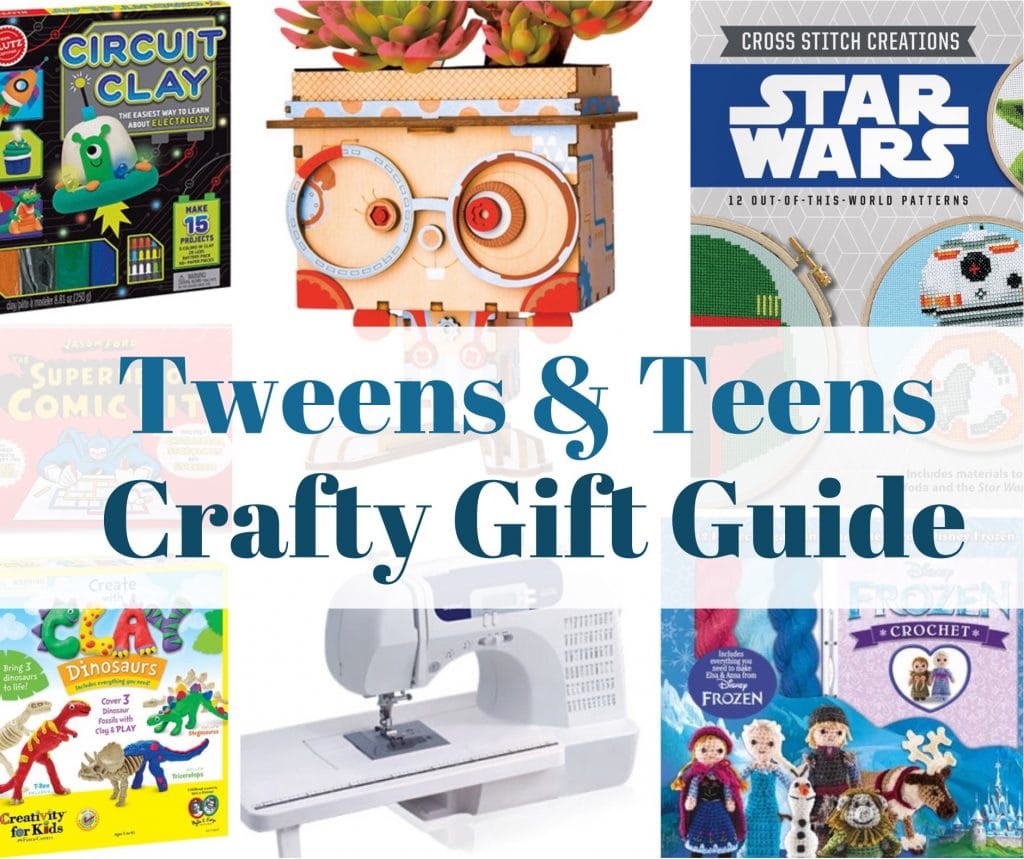 Title screen for tweens and teens crafty gift guide showing multiple products from the article