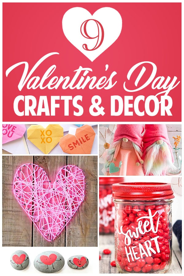 collage of several featured valentine's day crafts and decor ideas