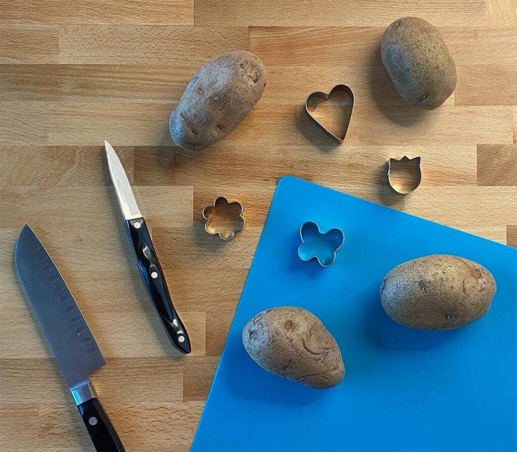 Supplies to make your own potato stamp