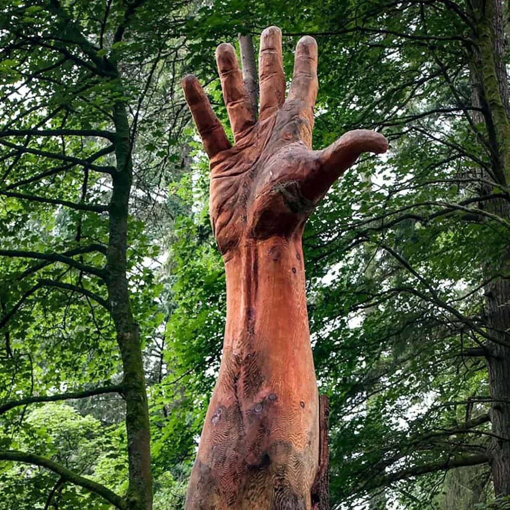 Wood Sculpture by Simon ORourke of The Giant of Vyrnwy