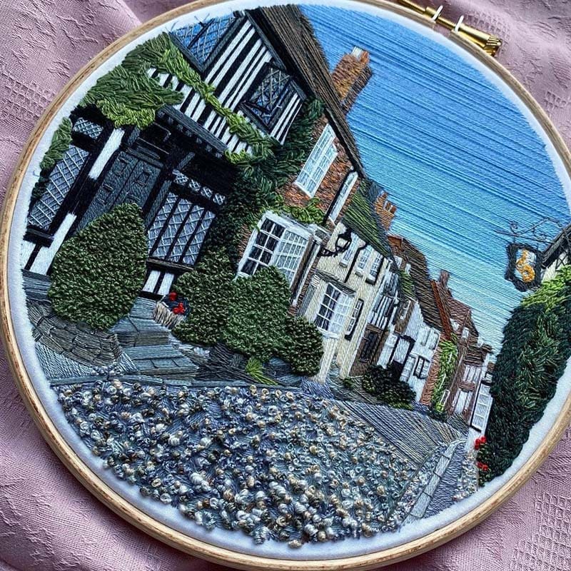 Architectural Embroidery Hoop of Mermaid in Rye, East Sussex