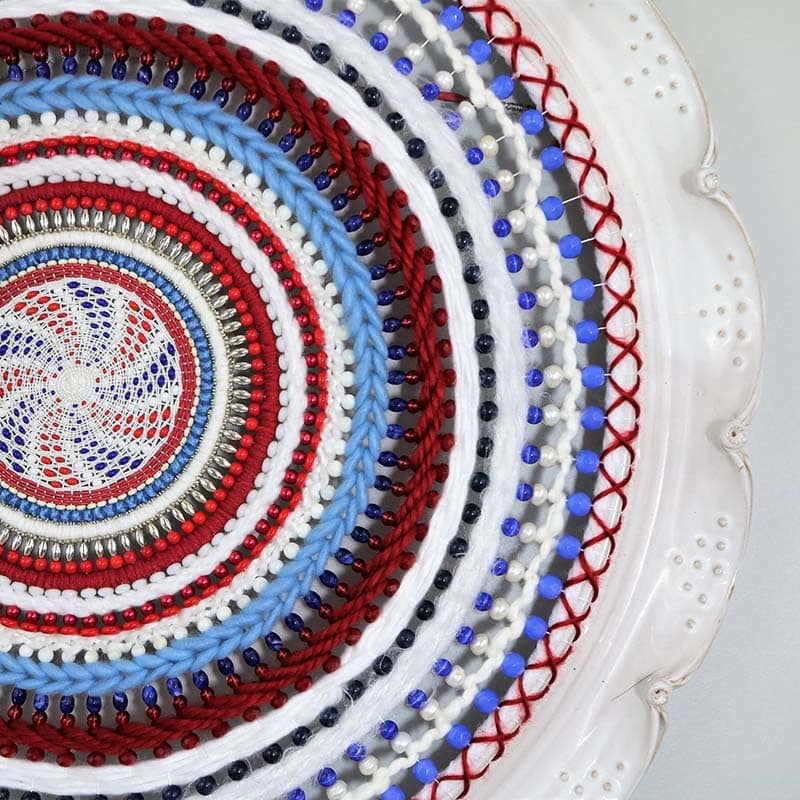 beaded woven ceramic art by lou lou pottery