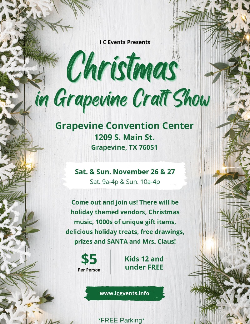 event flyer for Christmas in Grapevine Craft Show, details at link