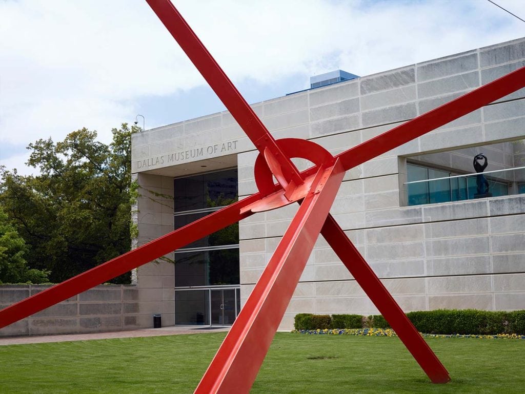 A red sculpture outside of the Dallas Museum of Art (DMA)