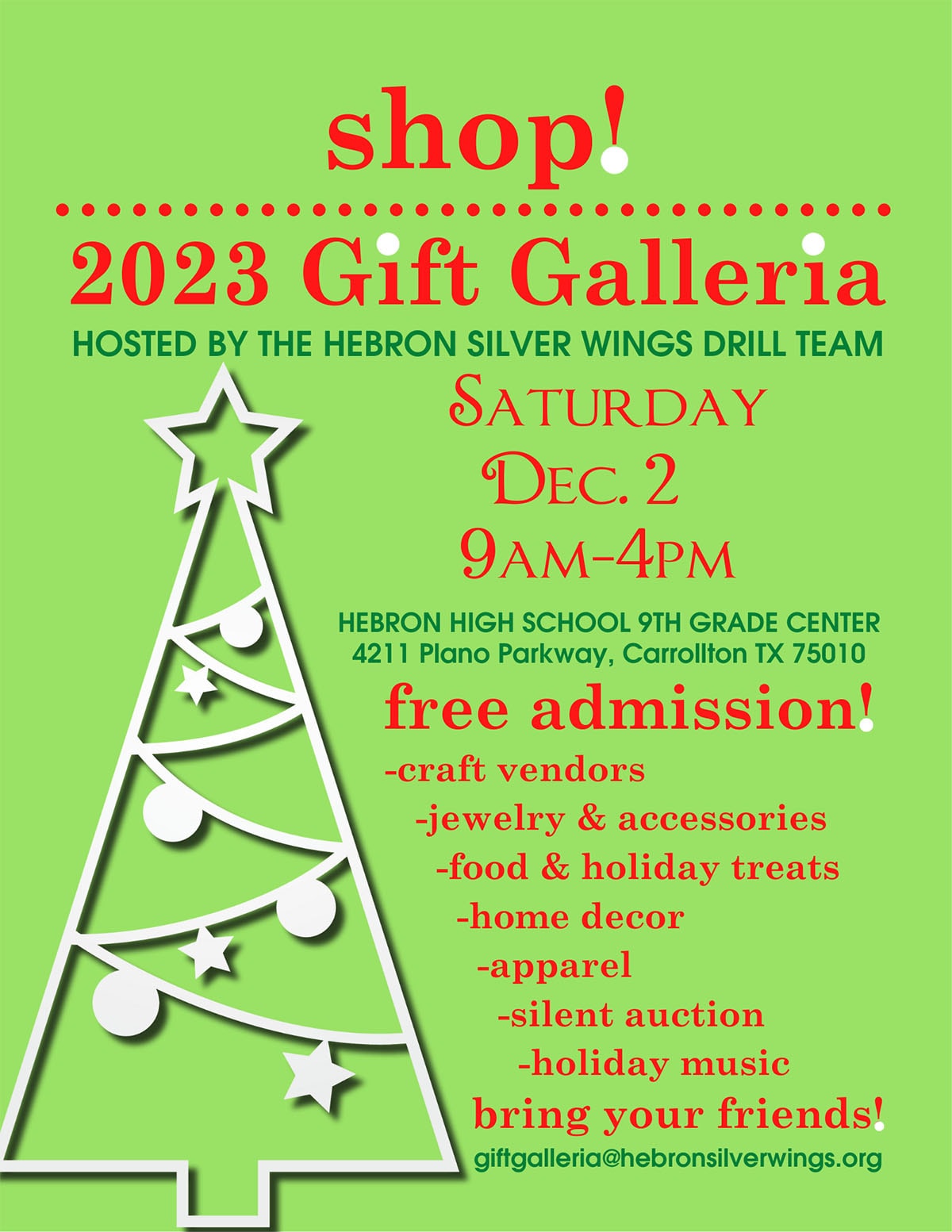 event flyer for 2023 gift galleria, details at link.