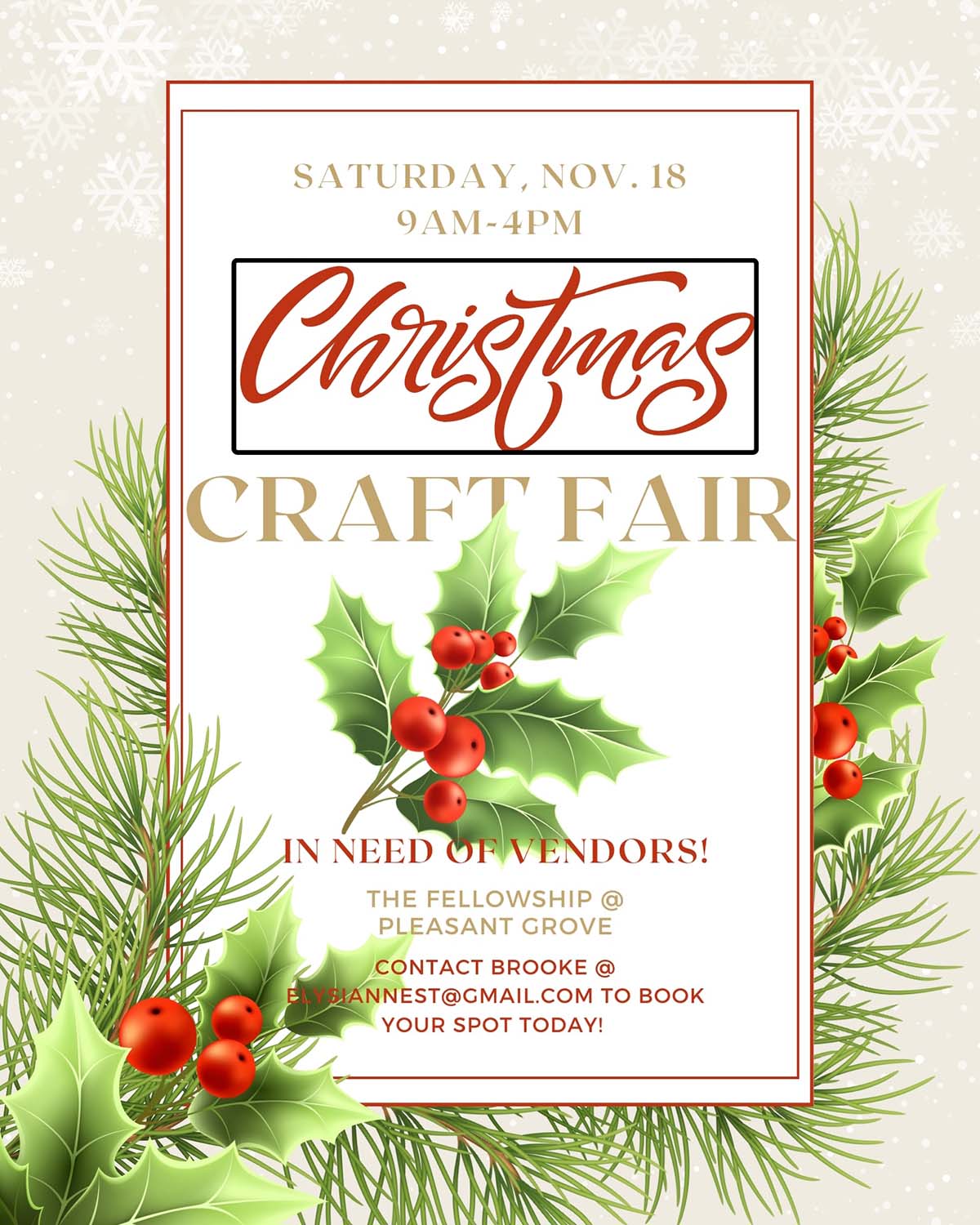 event flyer for christmas craft fair, details at link