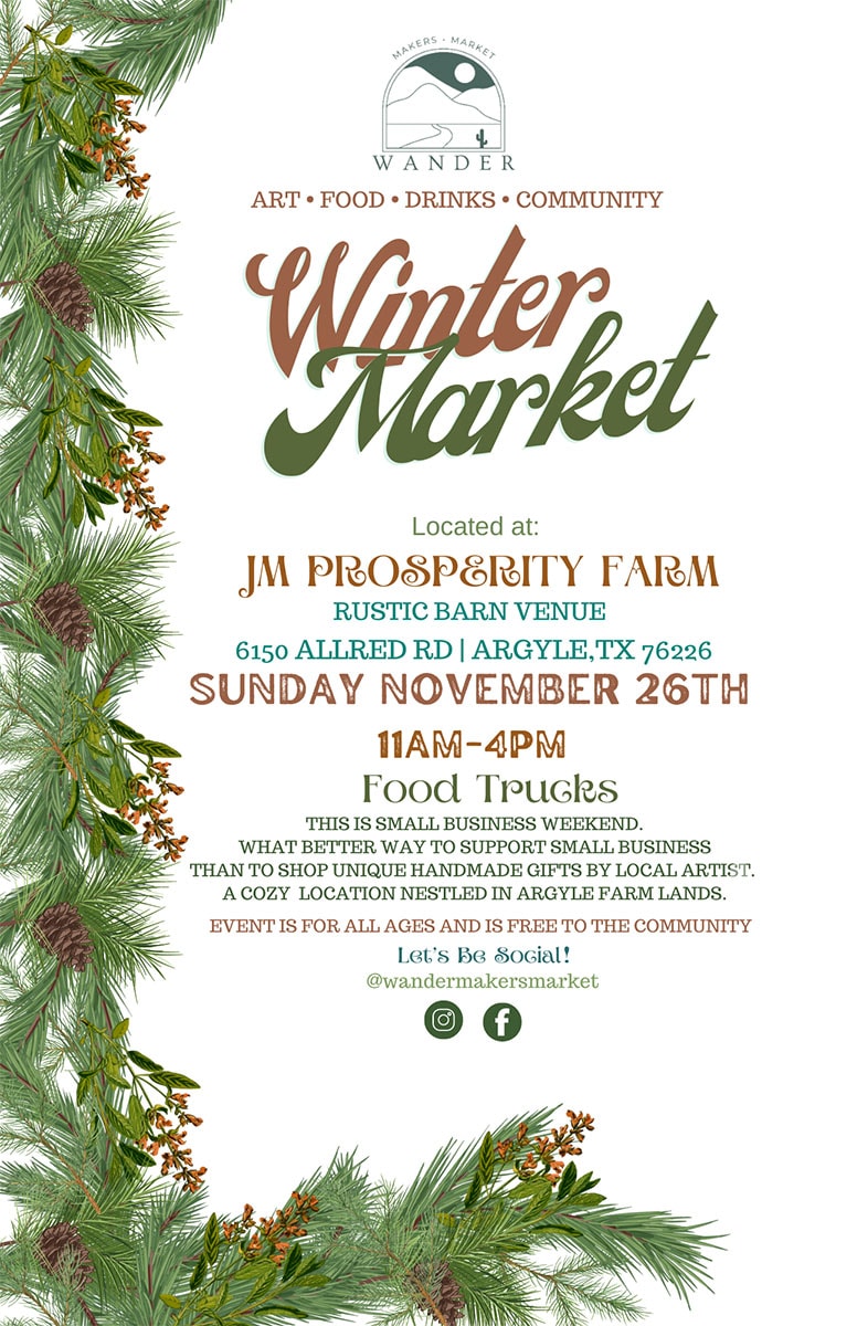 event flyer for winter wander market, details at link