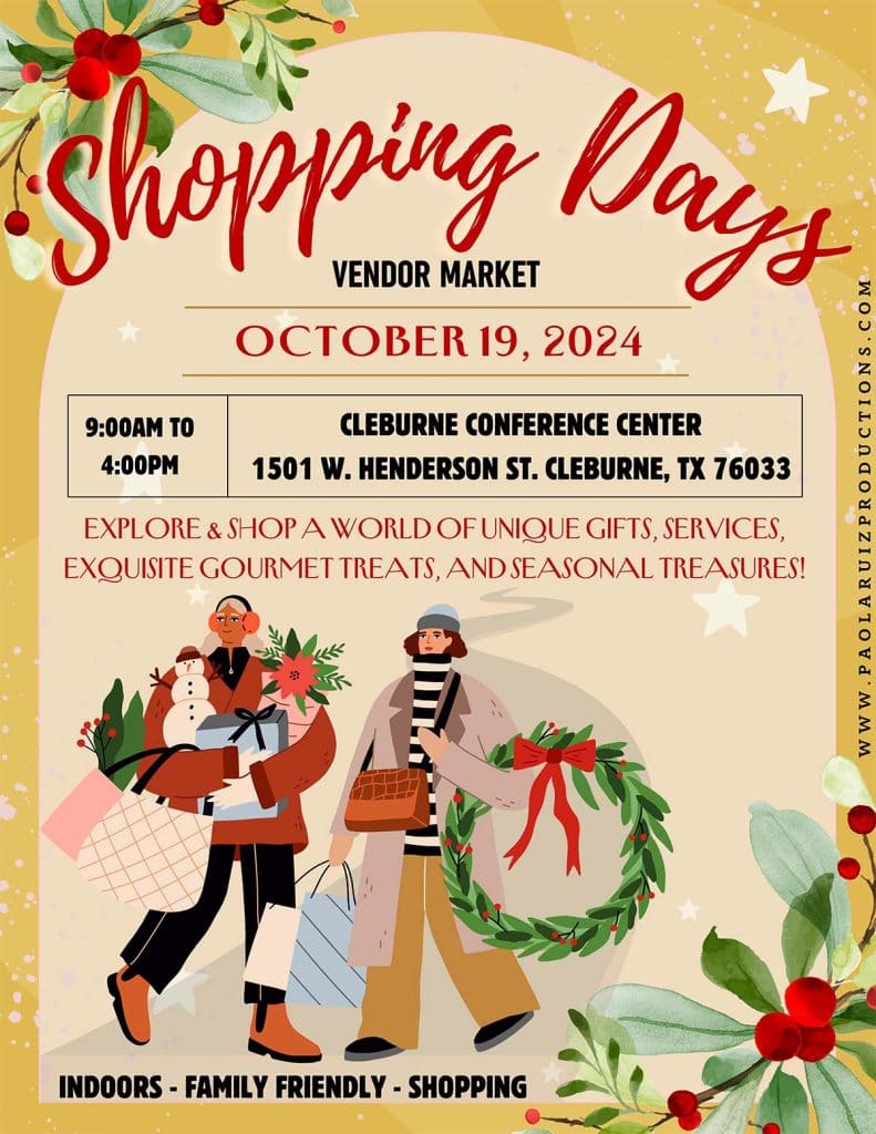event flyer for october shopping days vendor market