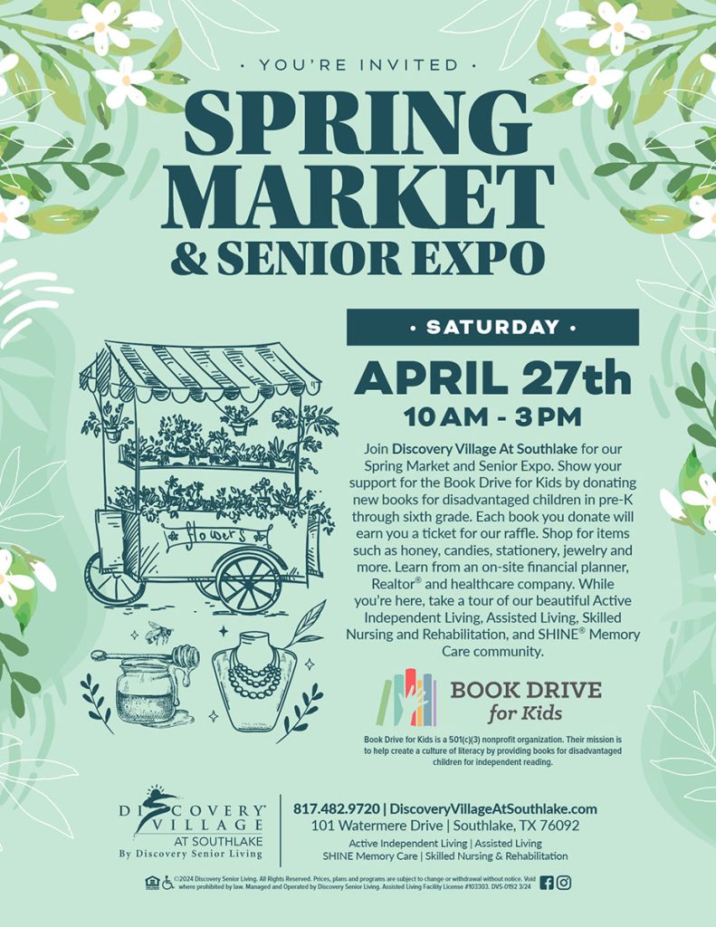 event fyer for spring market & senior expo, details at link