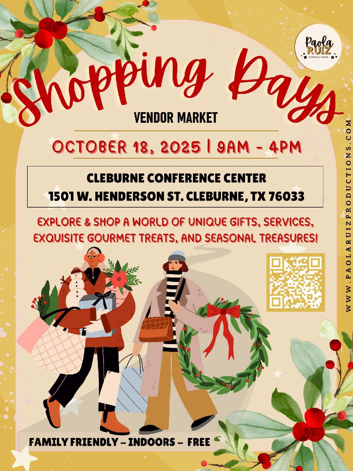 event flyer for cleburne christmas shopping days, details at link