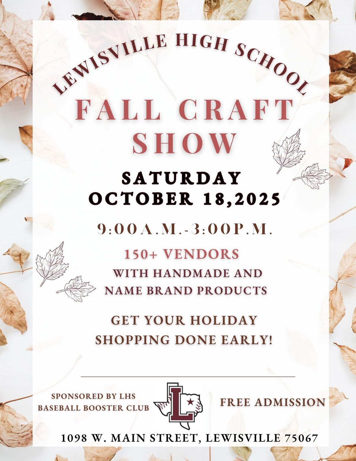 event flyer for lhs baseball booster craft show, details at link
