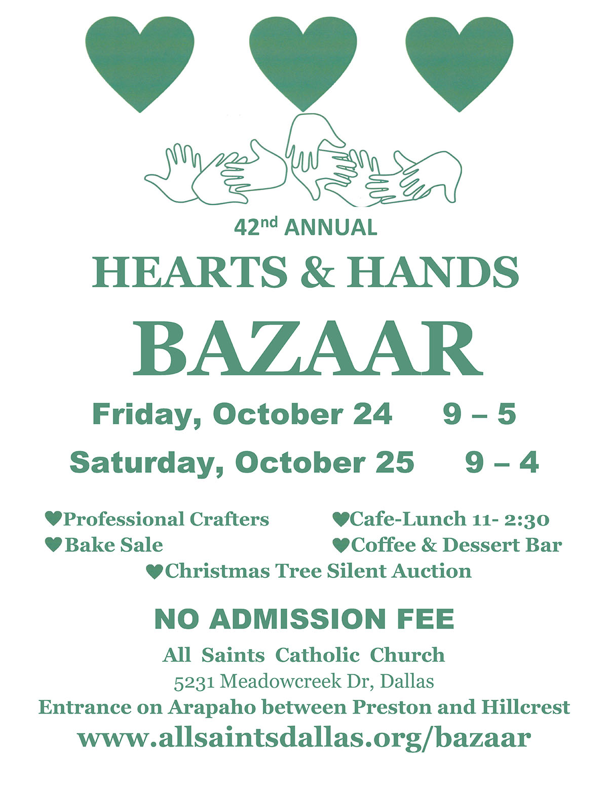 event flyer for hearts and hands, details at link