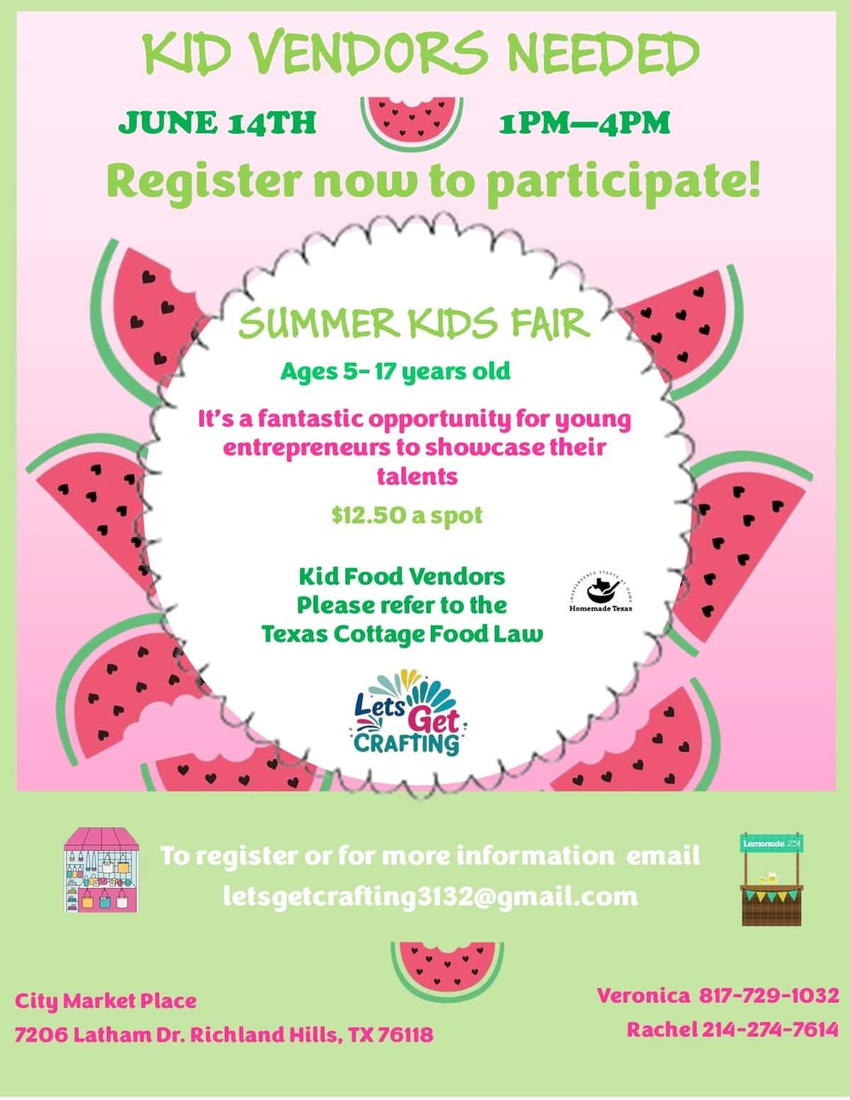 event flyer for kids craft fair, details at link