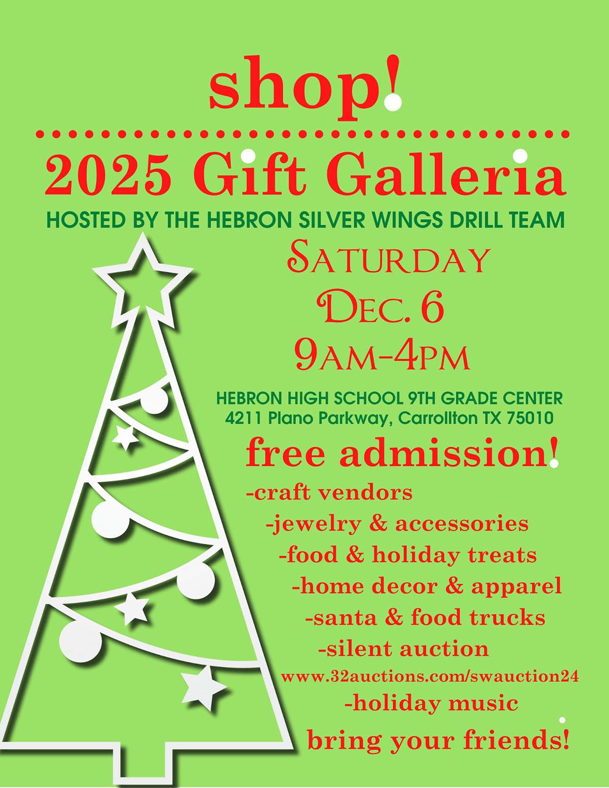 event flyer for gift galleria, details at link