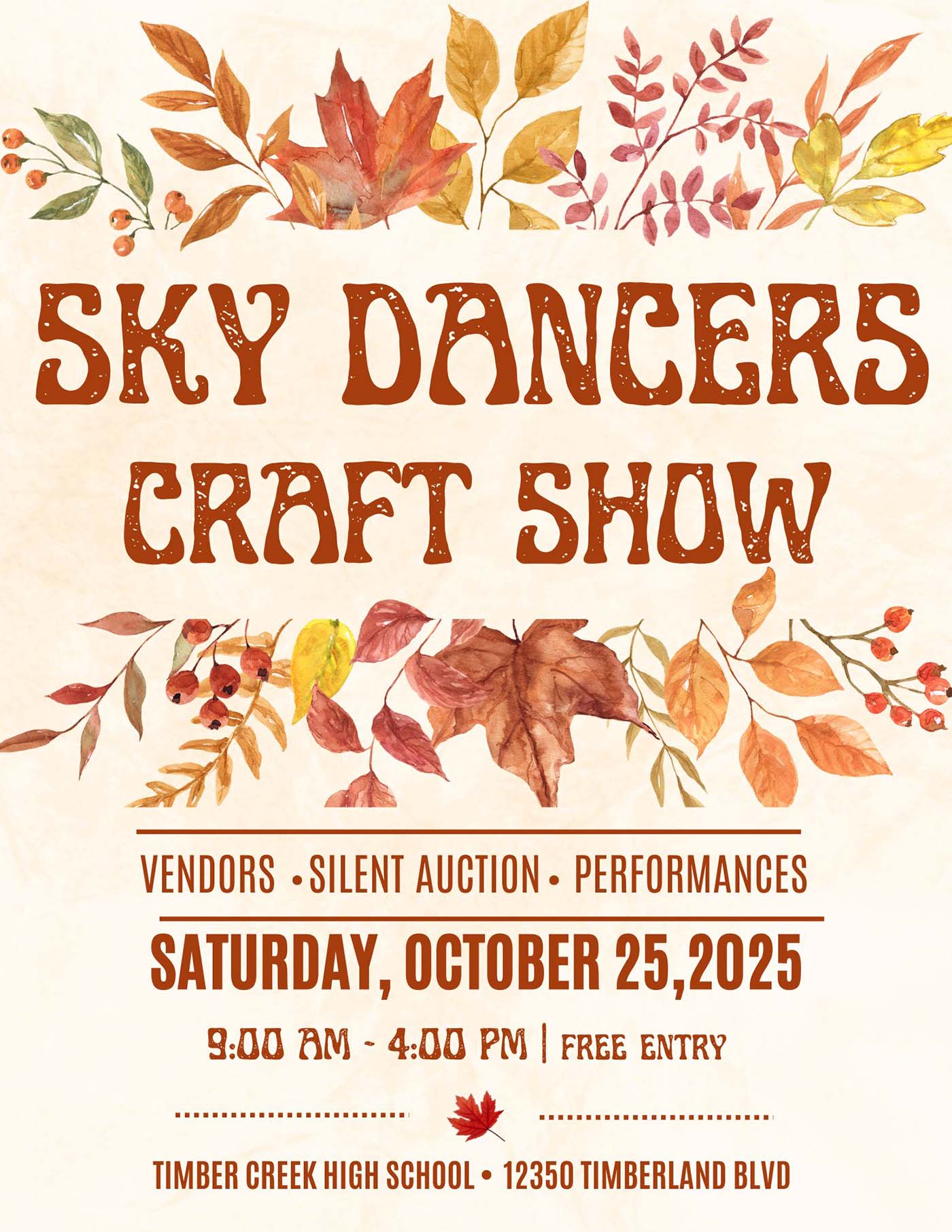 event flyer for Timbercreek Sky Dancers, details at link