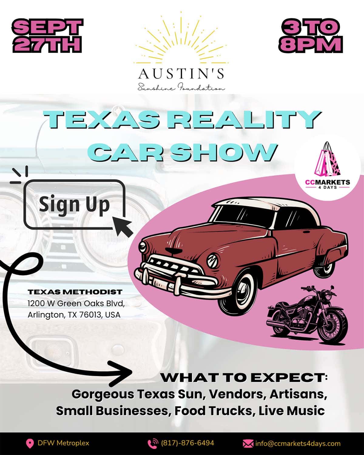 event flyer for Austins Sunshine, details at link