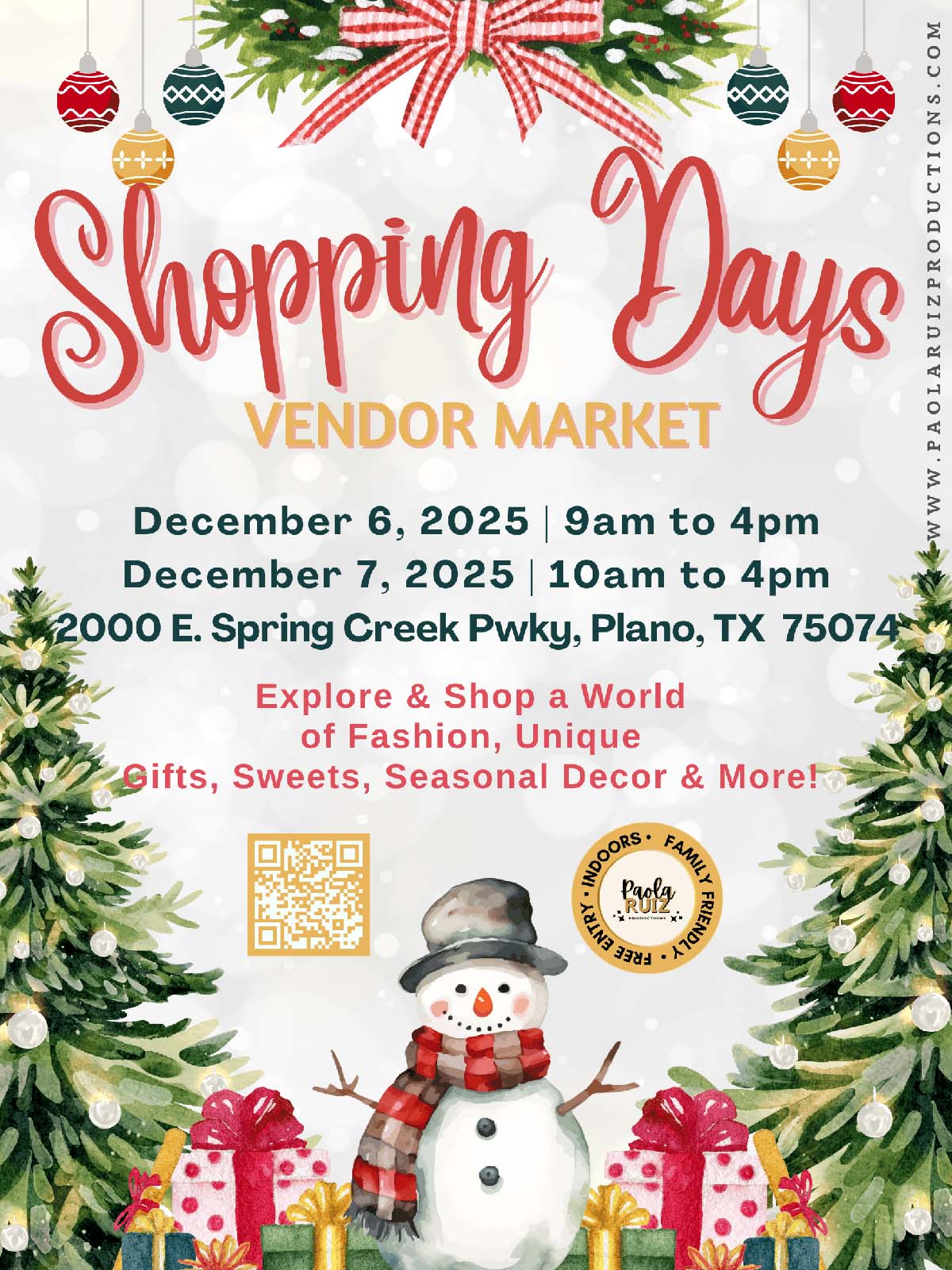 event flyer for shopping days christmas in plano, details at link