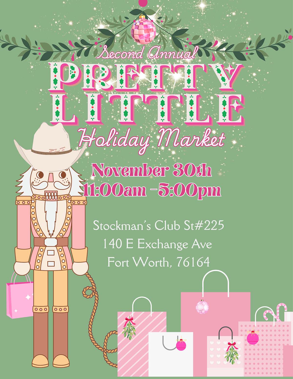 event flyer for pretty little things holiday market, details at link