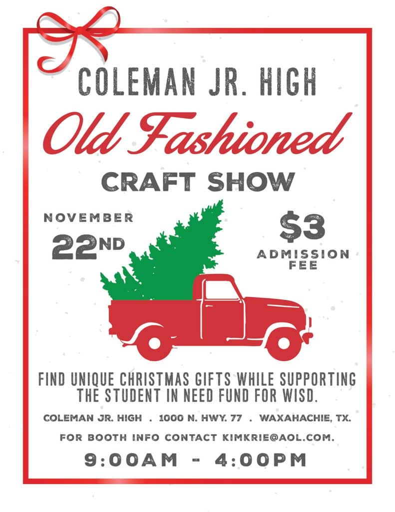 event flyer for Coleman Jr Old Fashioned Craft Show, details at link