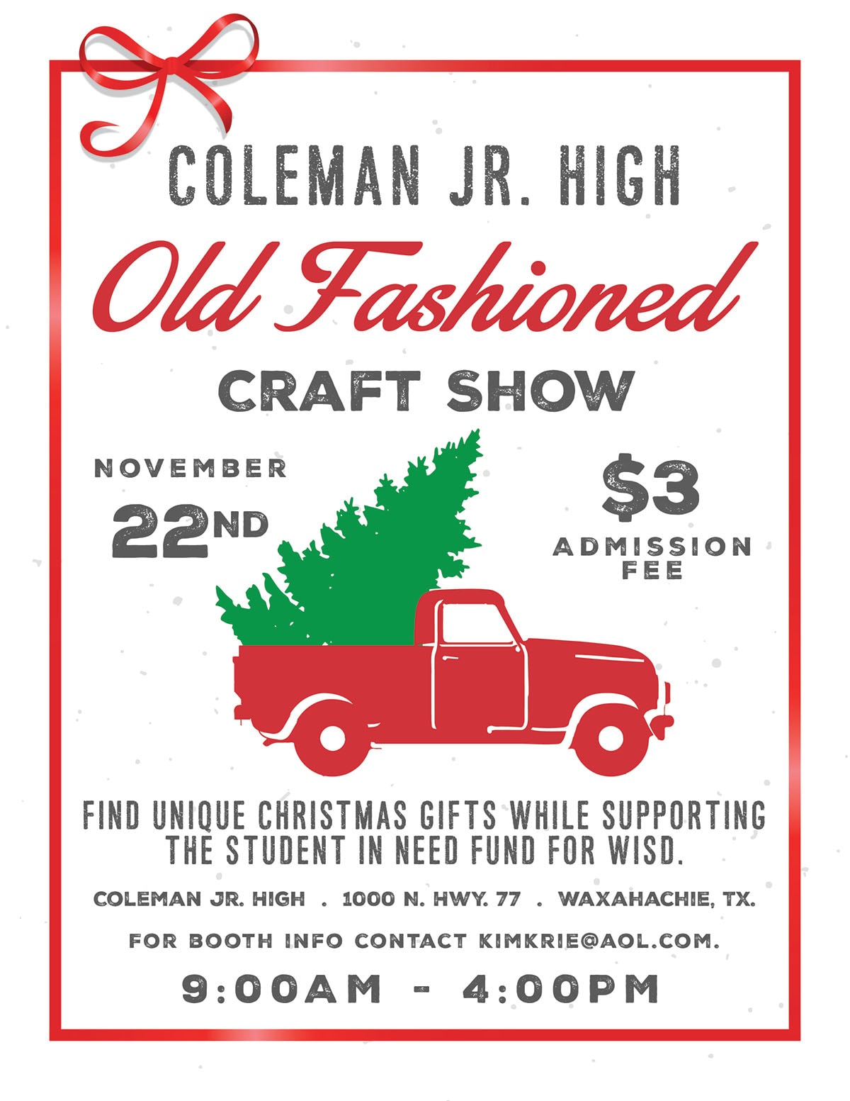 event flyer for Coleman Jr Old Fashioned Craft Show, details at link