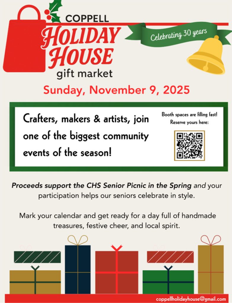 250827-holidayhouse-opt event flyer for Coppell Holiday House, details at link