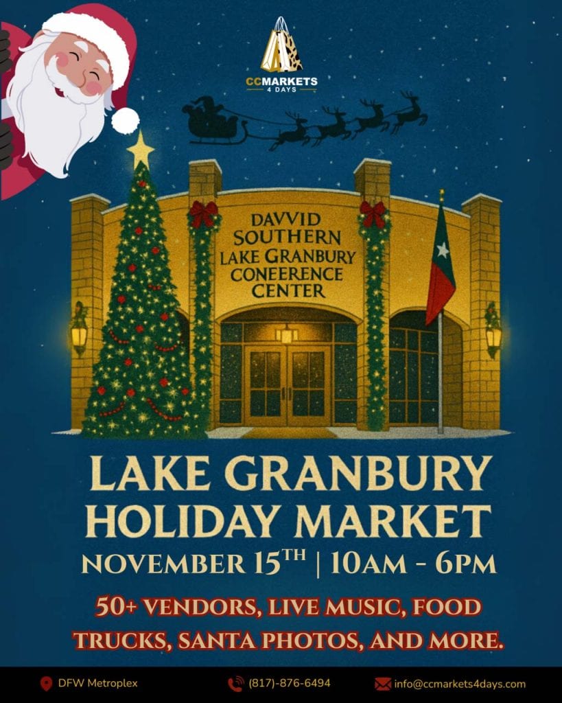 event flyer for lake granbury holiday market, details at link