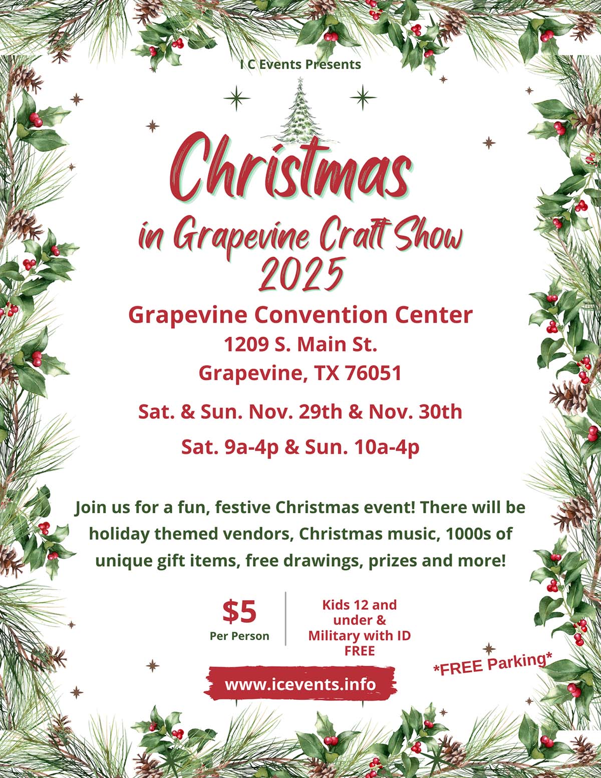 event flyer for Christmas in Grapevine, details at link