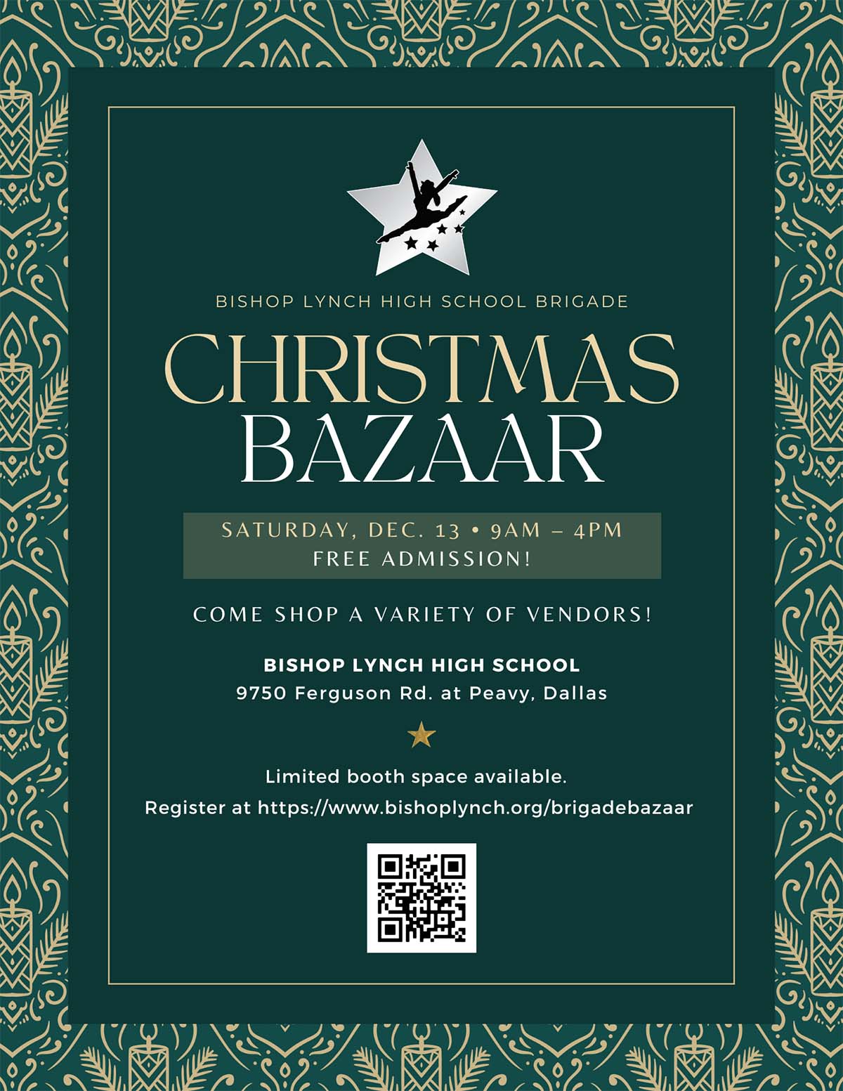 event flyer for bishop lynch christmas bazaar, details at link