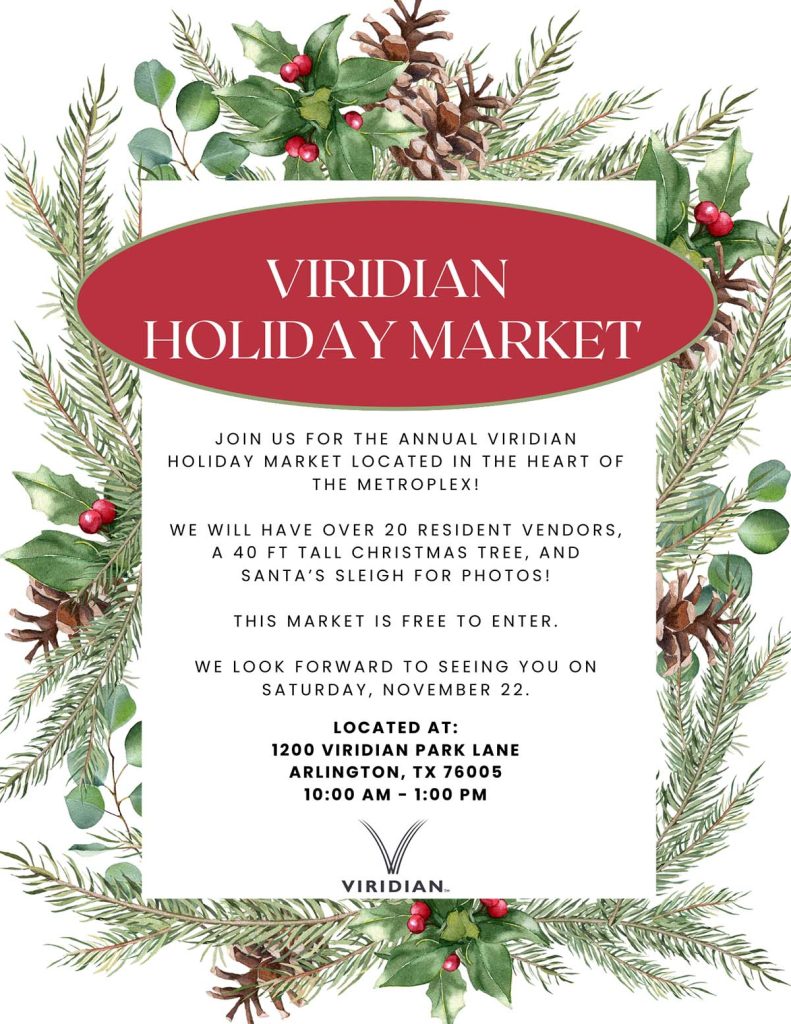 Event flyer for Viridian Holiday Vendor Market, details at link