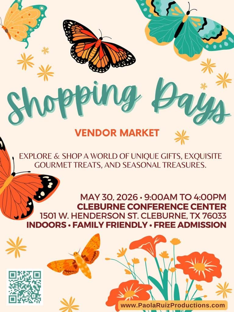 event flyer for shopping days cleburne, details at link