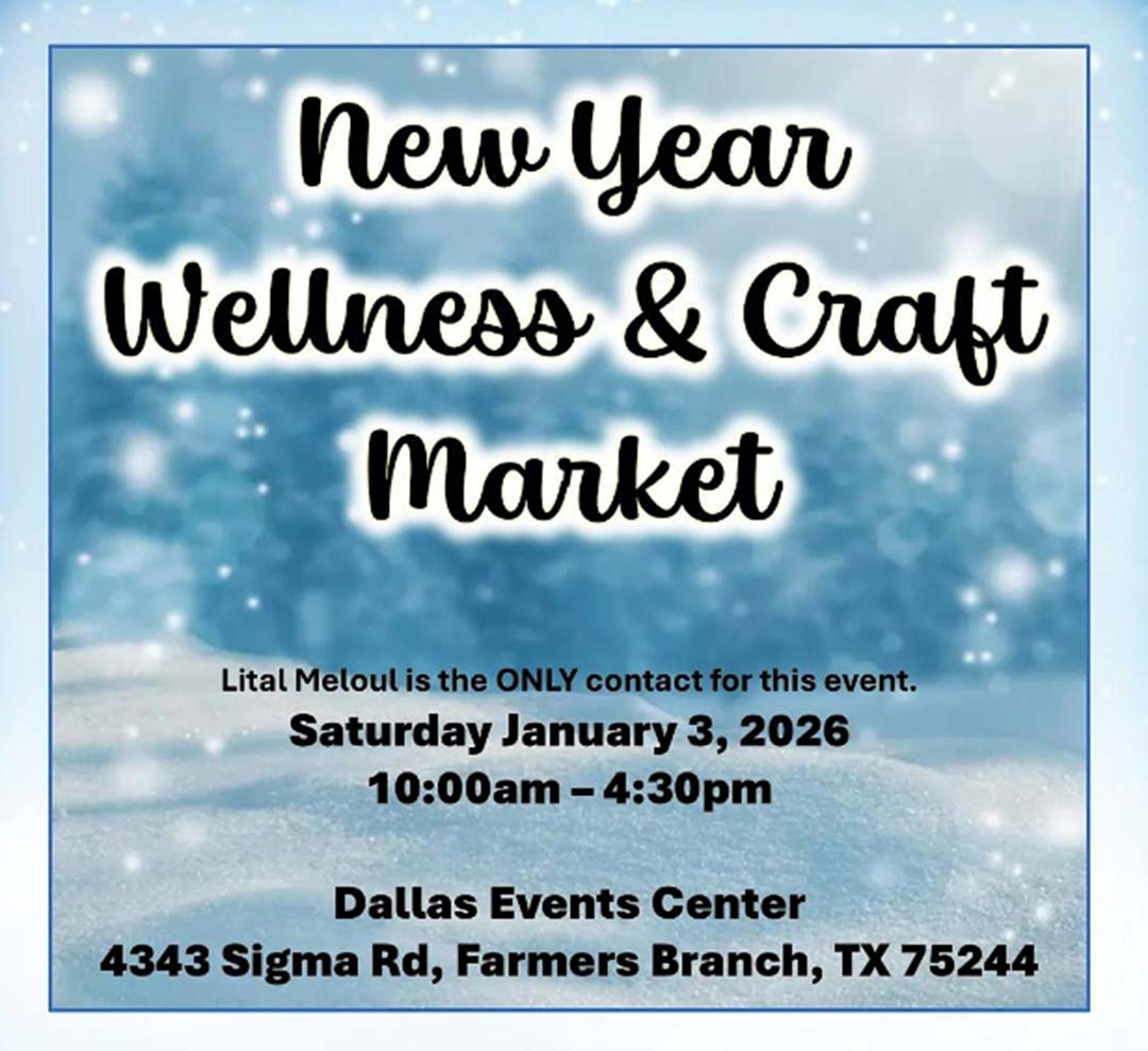 event flyer for new year wellness craft market, details at link