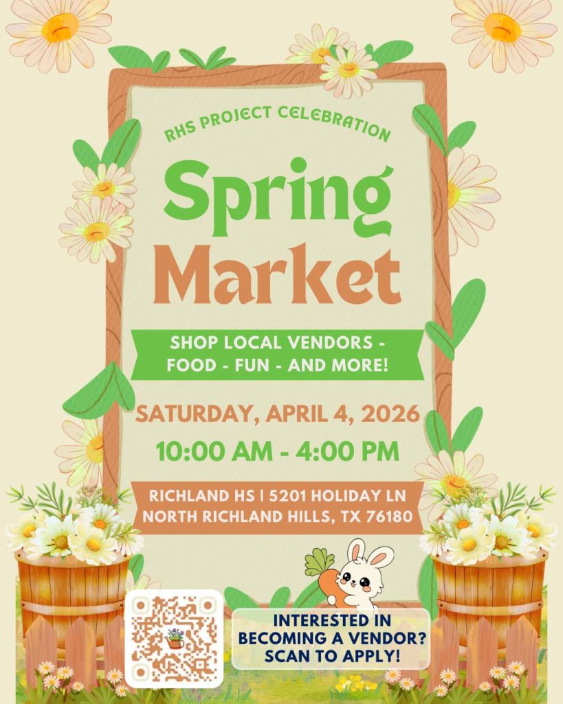 event flyer for richland hs project celebration spring market, details at link