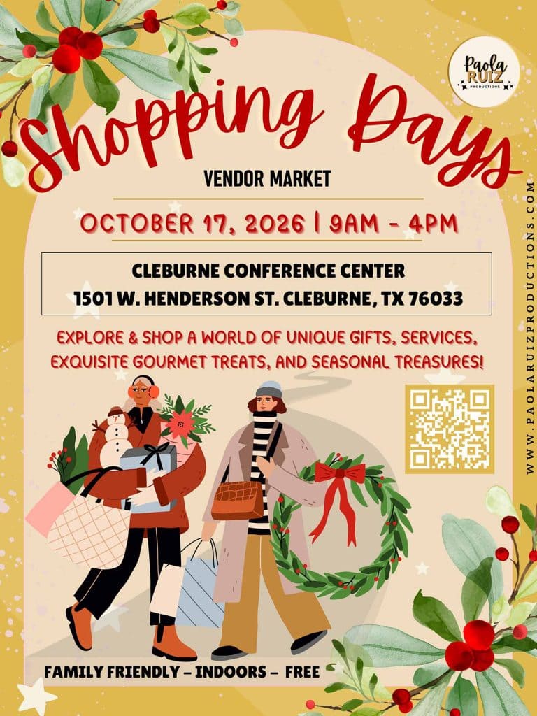 event flyer for Shopping Days Cleburne Oct, details at link