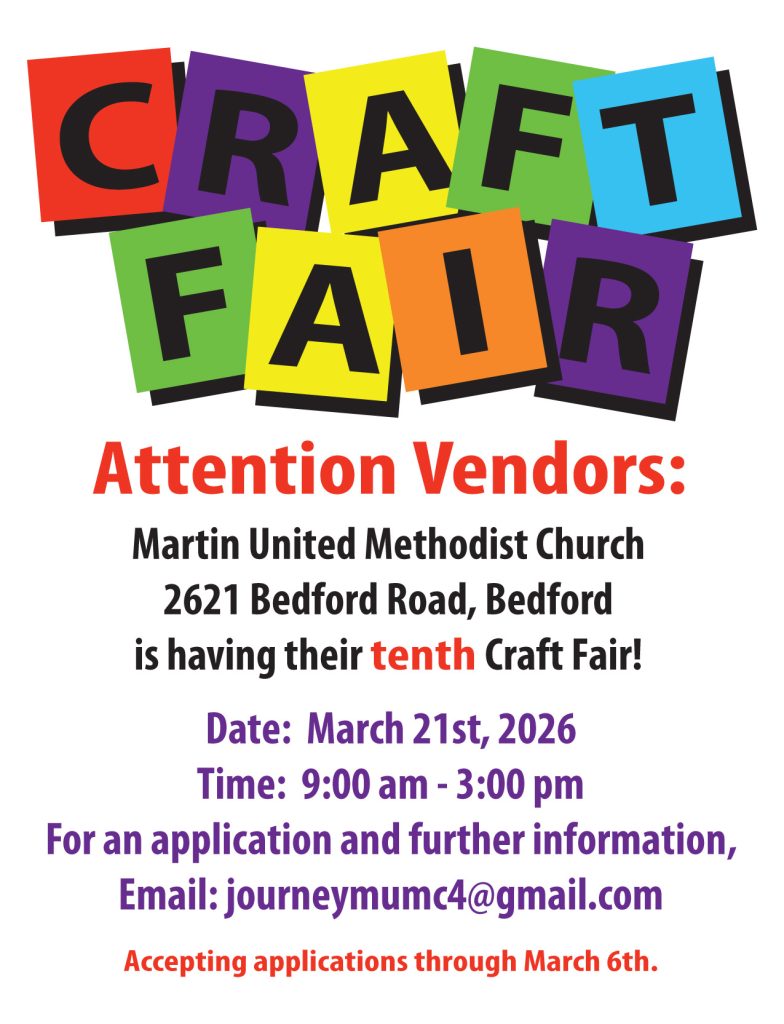 event flyer for martin united church craft fair, details at link