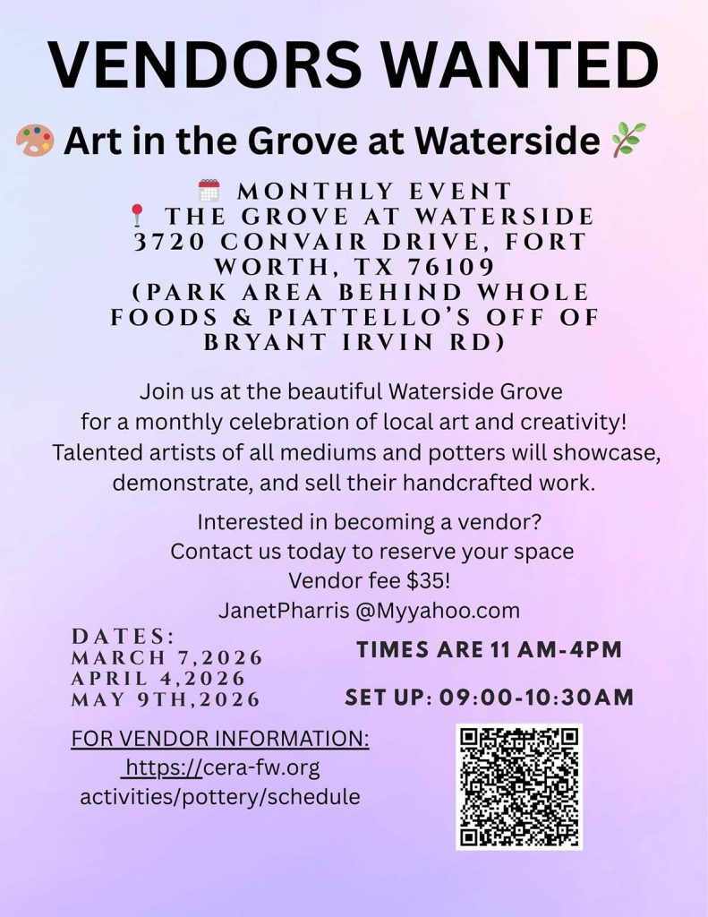 event flyer for art in the grove at waterside, details at link