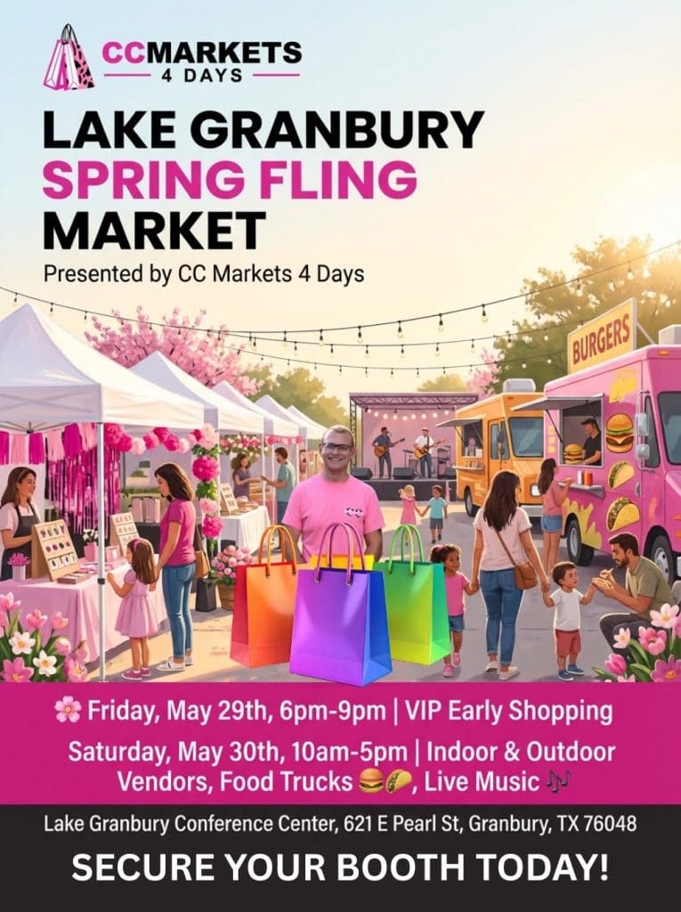 event flyer for lake granbury spring fling market, details at link