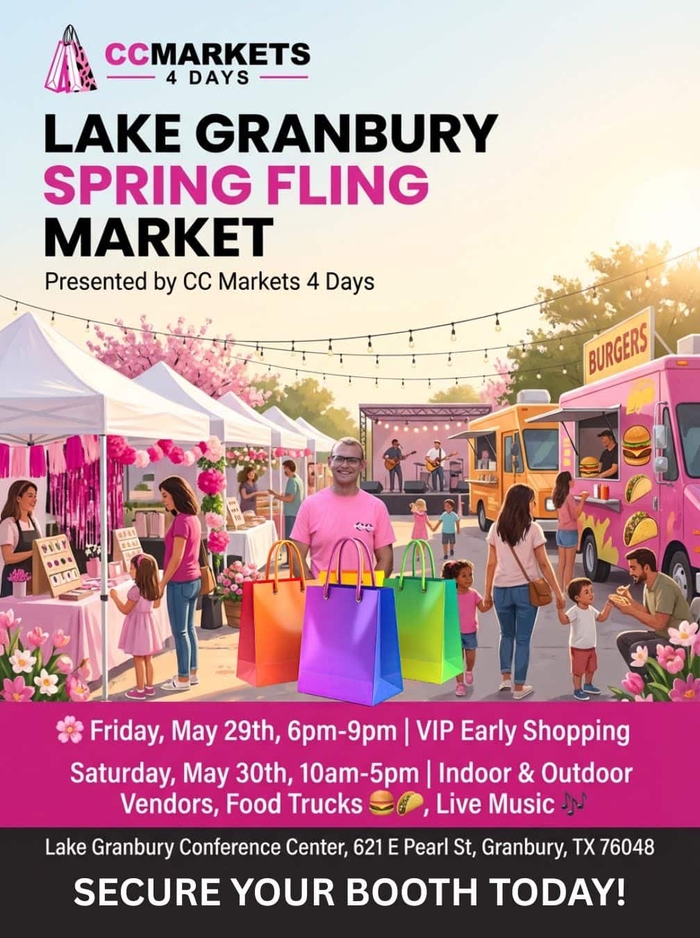 event flyer for lake granbury spring fling market, details at link