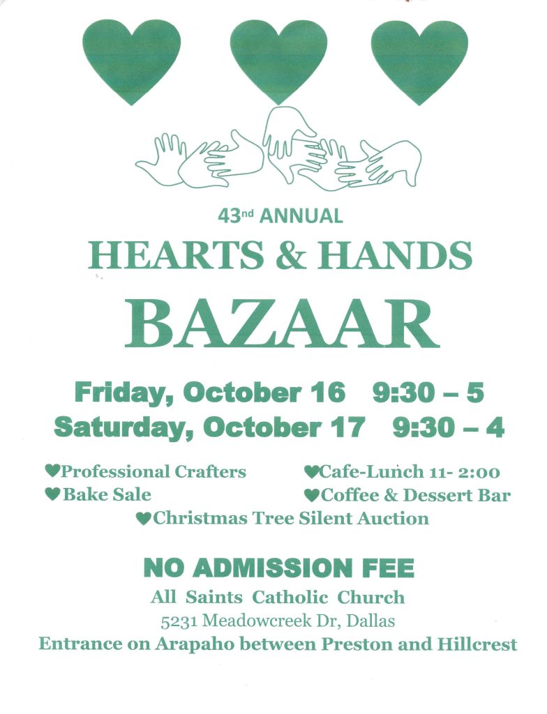 event flyer for hearts and hands bazaar, details at link