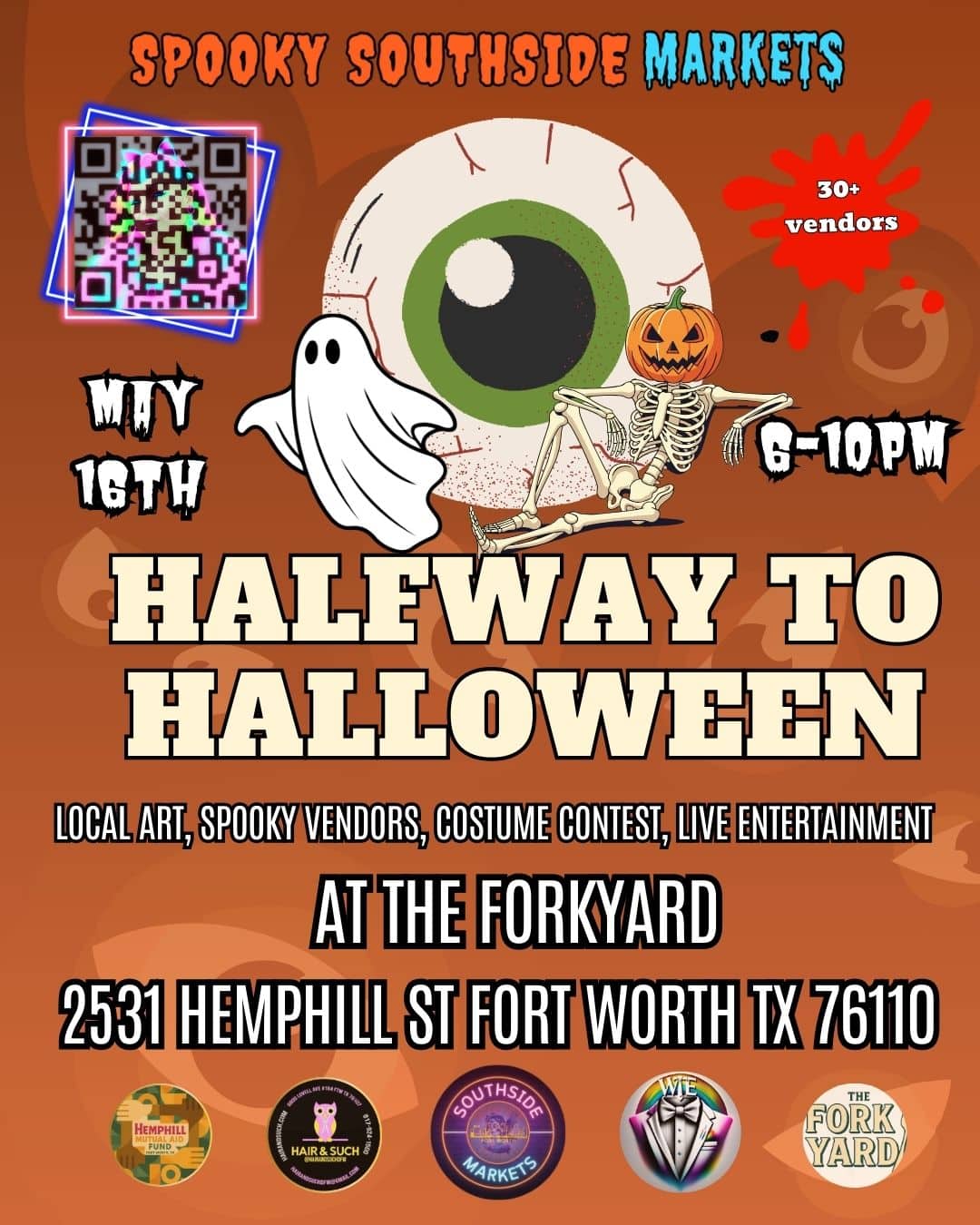 event flyer for halfway to halloween details at link