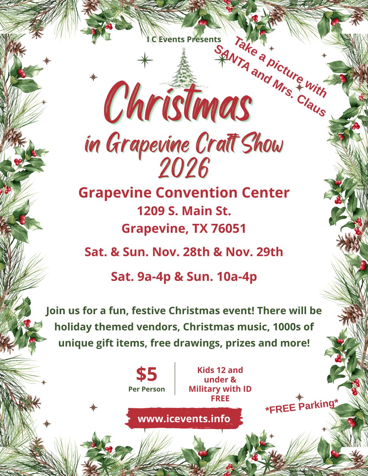 event flyer for Christmas in Grapevine, details at link