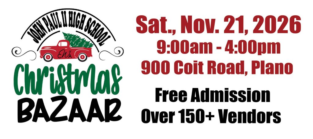 event flyer for john paul II christmas bazaar, details at link