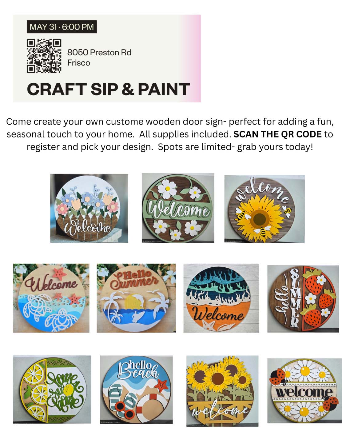 wooden sign making class, details at link
