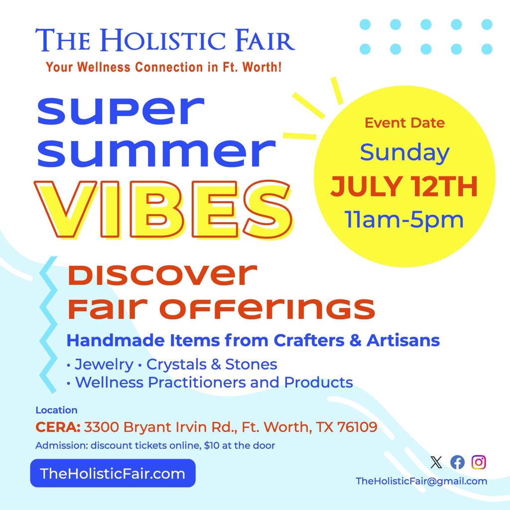 event flyer for super summer vibes holistic fair, details at link