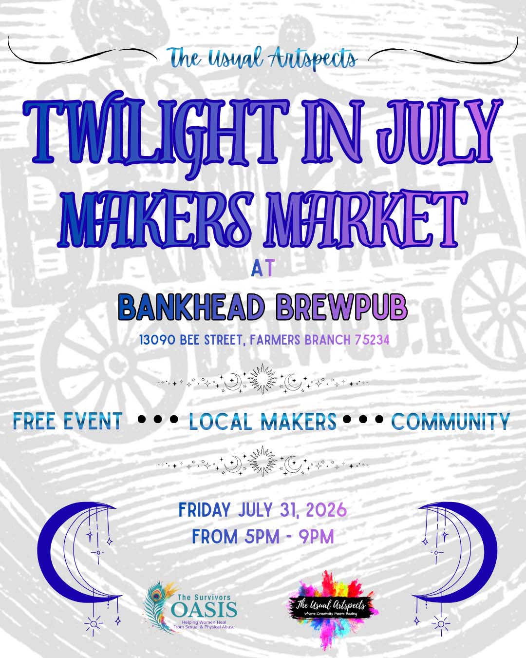 event flyer for twilight in July makers market, details at link