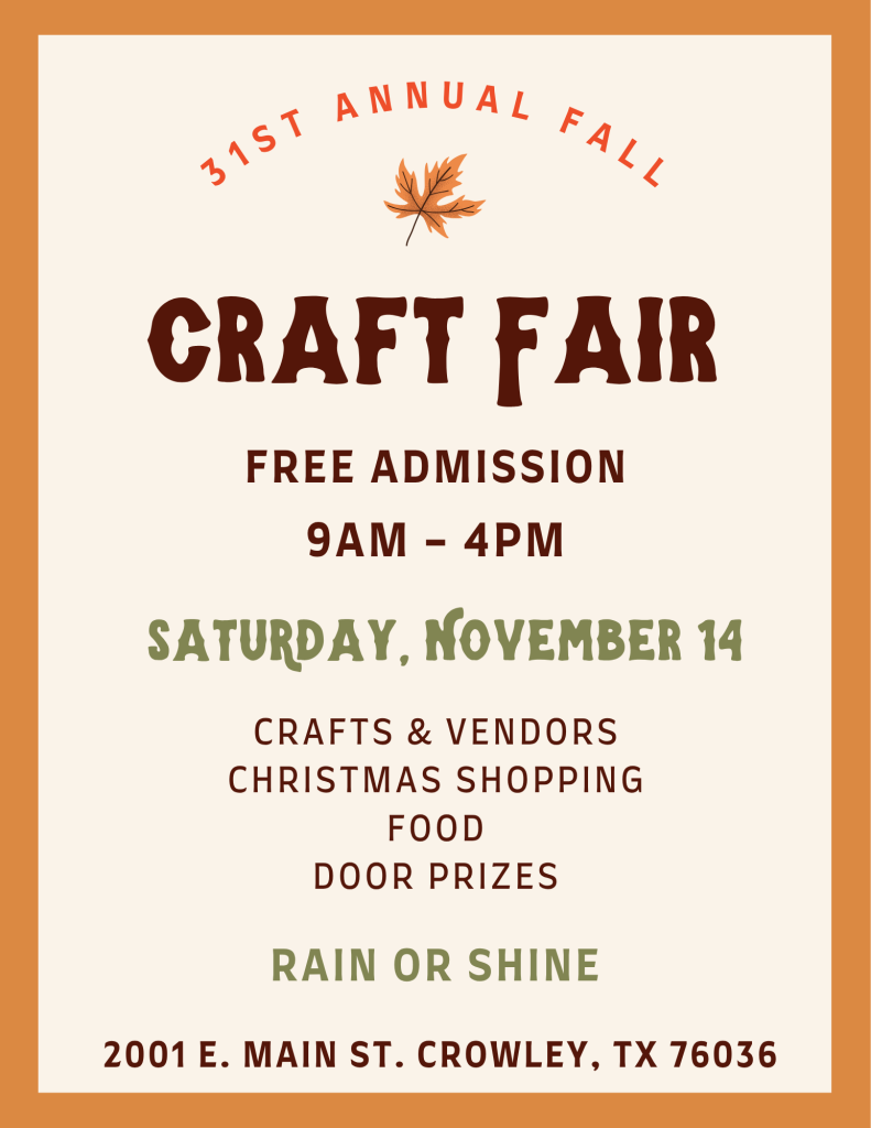 Event flyer for generations, church craft fair, details at link
