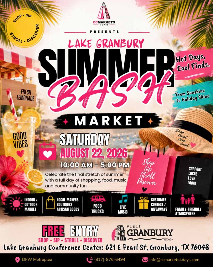 Event flyer for Lake Granbury market, details at link