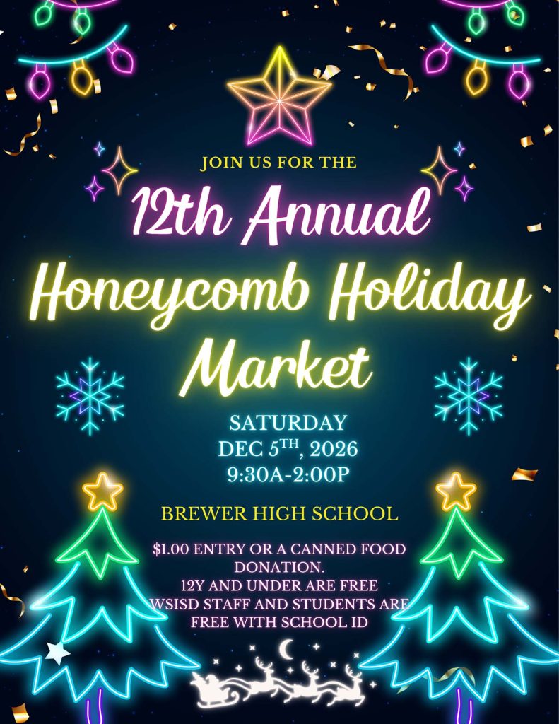event flyer for honeycomb holiday market, details at link
