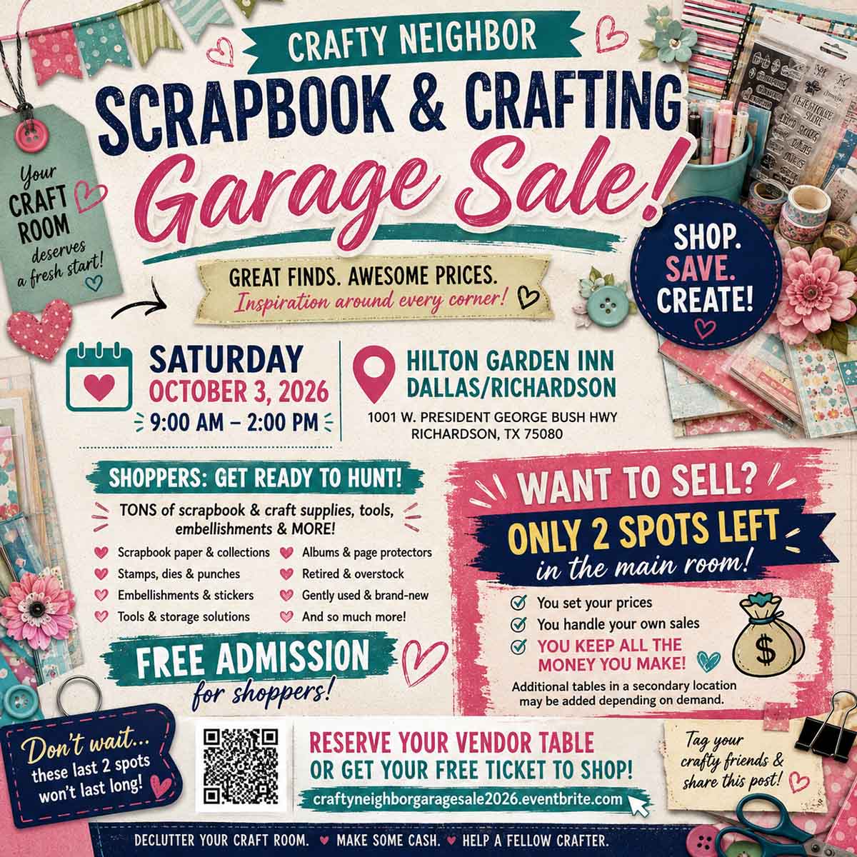 event flyer for crafty neighbor, details at link