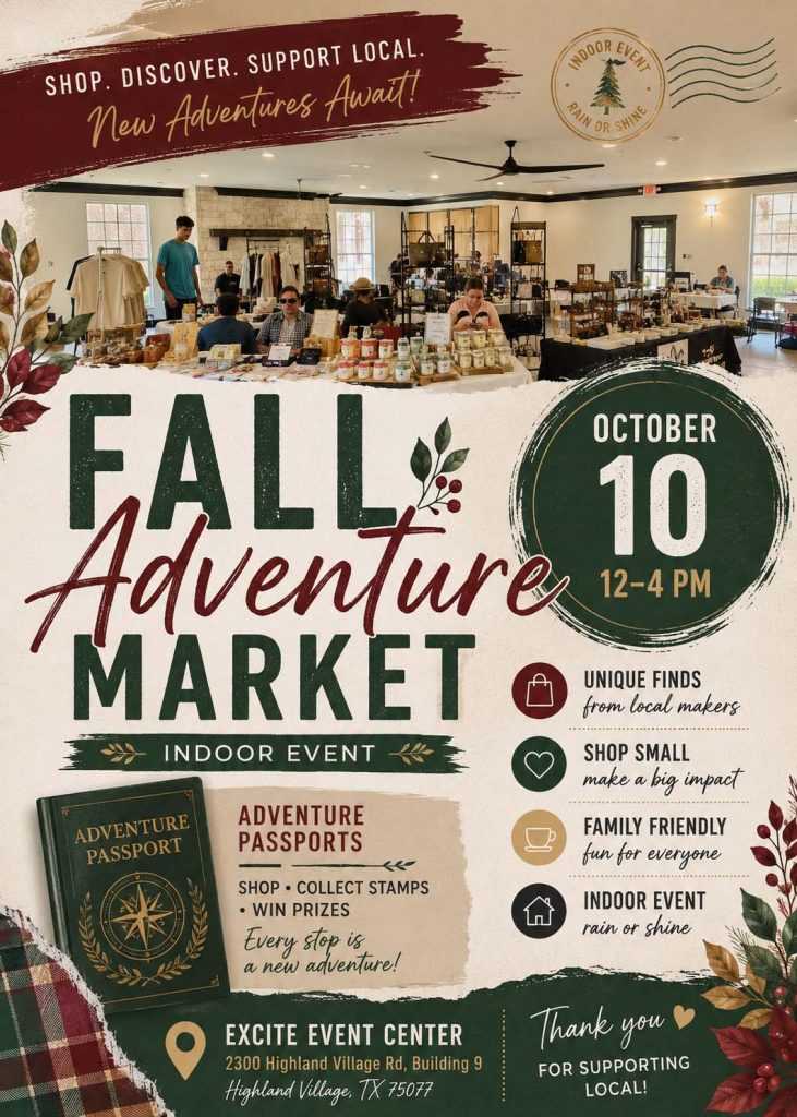 event flyer for fall adventure market, details at link