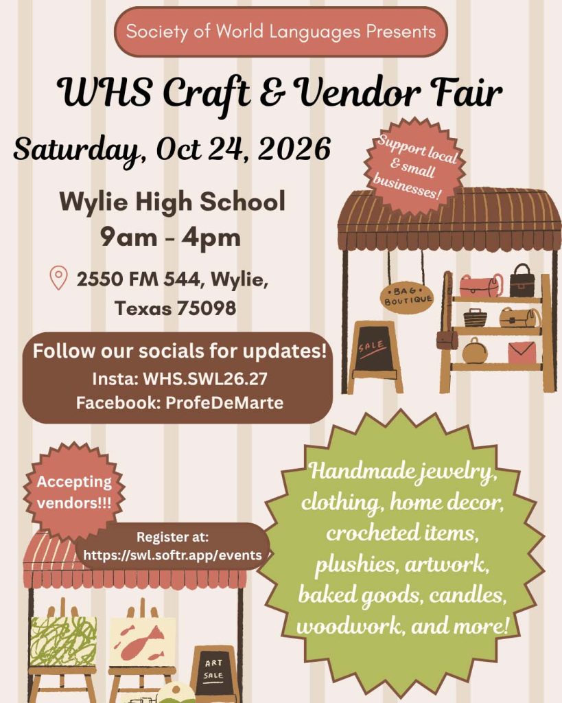 event flyer for Wylie Craft and Vendor Fair, details at link
